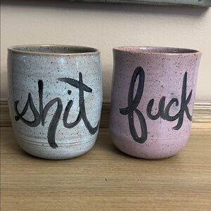 Handcrafted Ceramic Mugs - Blue and Purple